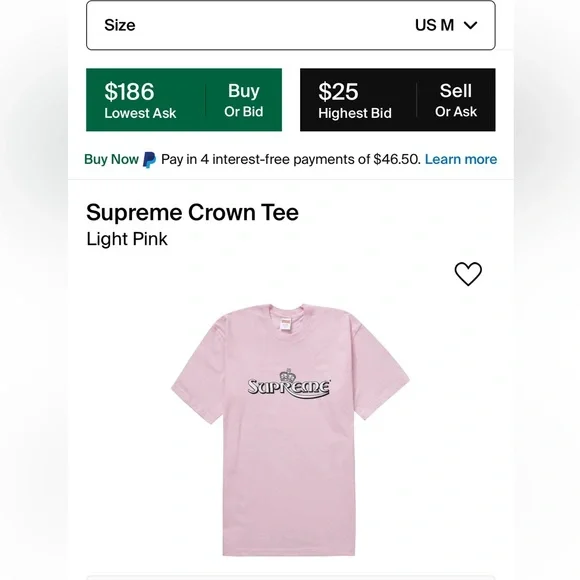 Supreme | Shirts | Light Pink Supreme Crown Tee Medium Size | Poshmark